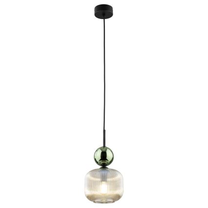 Pendant light with cord SOPHIA 1xE14/10W/230V black/green/smoky beige