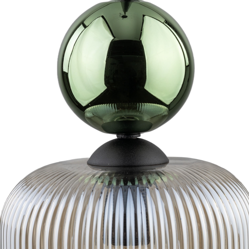 Pendant light with cord SOPHIA 1xE14/10W/230V black/green/smoky beige