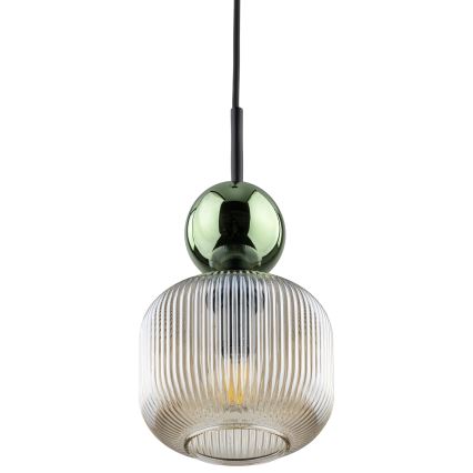 Pendant light with cord SOPHIA 1xE14/10W/230V black/green/smoky beige