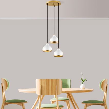 Pendant light YILDO 3xE27/40W/230V white/gold