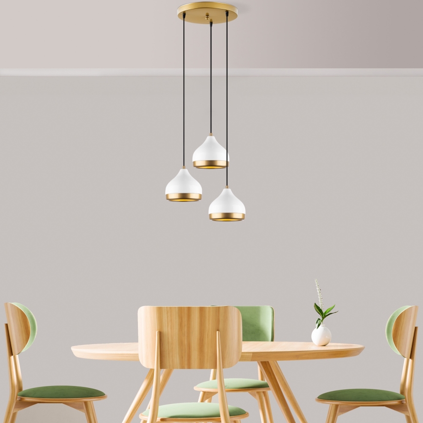 Pendant light YILDO 3xE27/40W/230V white/gold