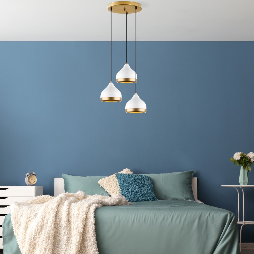 Pendant light YILDO 3xE27/40W/230V white/gold