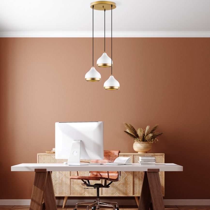 Pendant light YILDO 3xE27/40W/230V white/gold