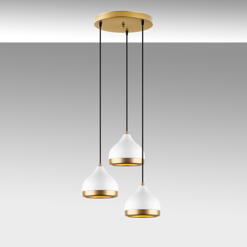 Pendant light YILDO 3xE27/40W/230V white/gold