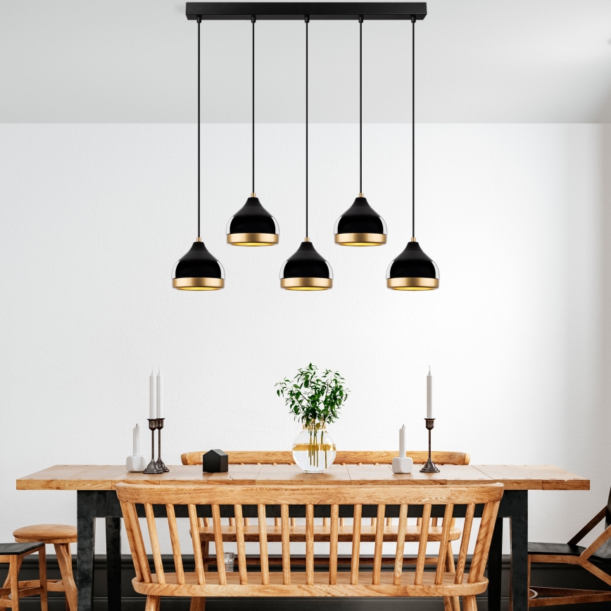 Pendant light YILDO 5xE27/40W/230V black/gold
