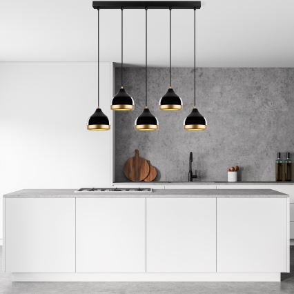 Pendant light YILDO 5xE27/40W/230V black/gold