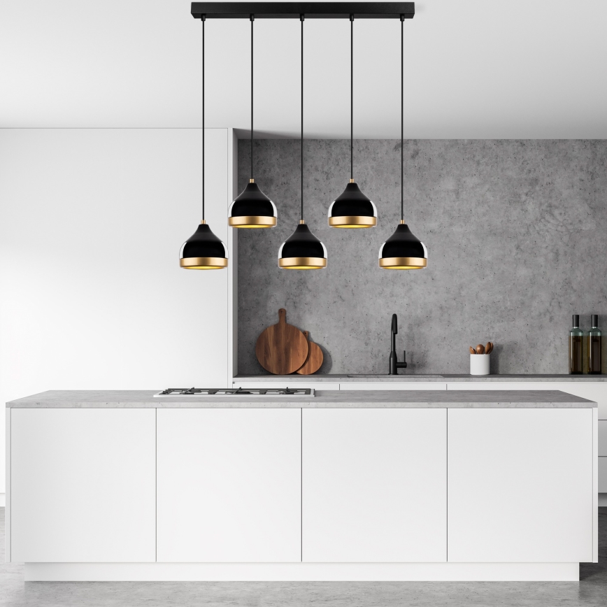 Pendant light YILDO 5xE27/40W/230V black/gold