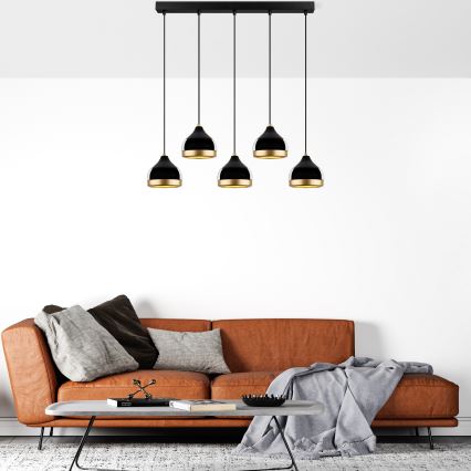 Pendant light YILDO 5xE27/40W/230V black/gold