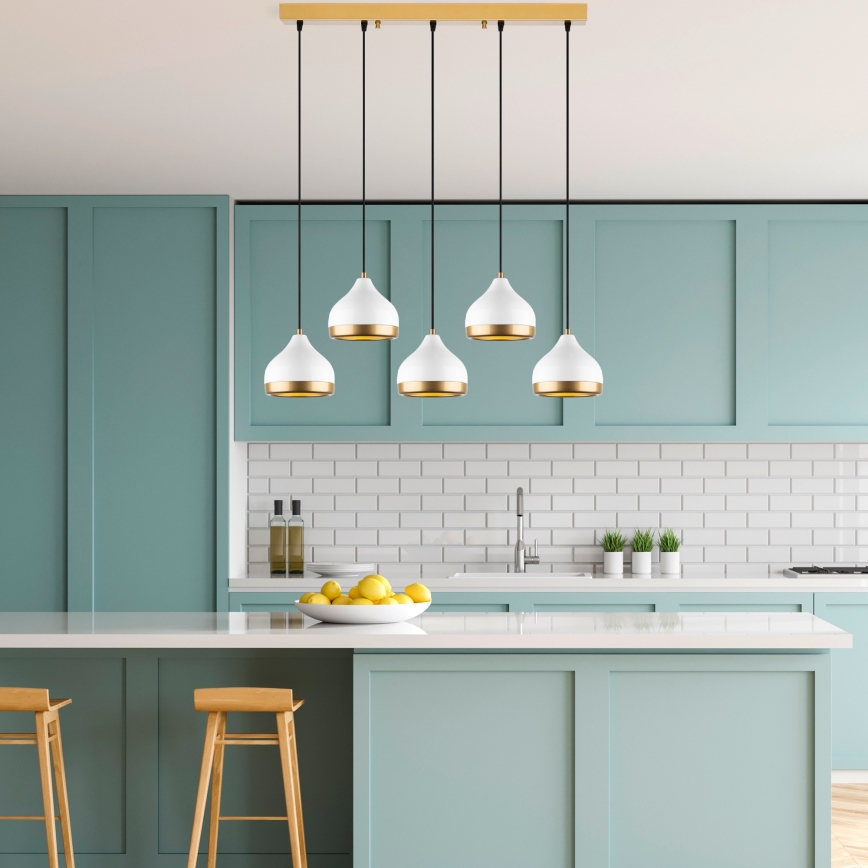 Pendant light YILDO 5xE27/40W/230V white/gold