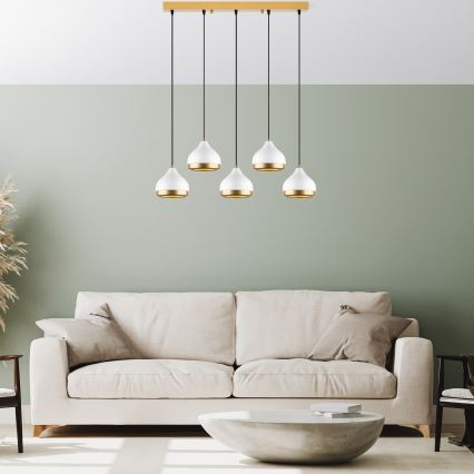 Pendant light YILDO 5xE27/40W/230V white/gold
