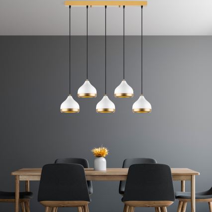 Pendant light YILDO 5xE27/40W/230V white/gold