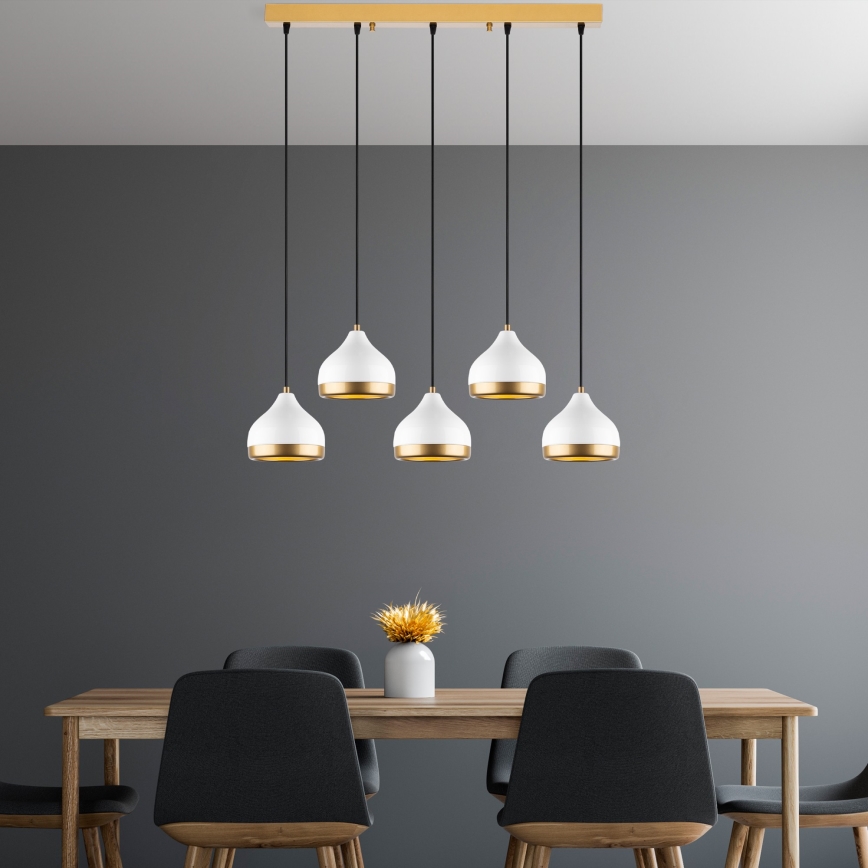 Pendant light YILDO 5xE27/40W/230V white/gold