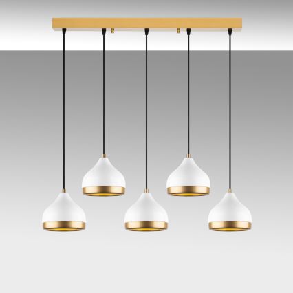 Pendant light YILDO 5xE27/40W/230V white/gold