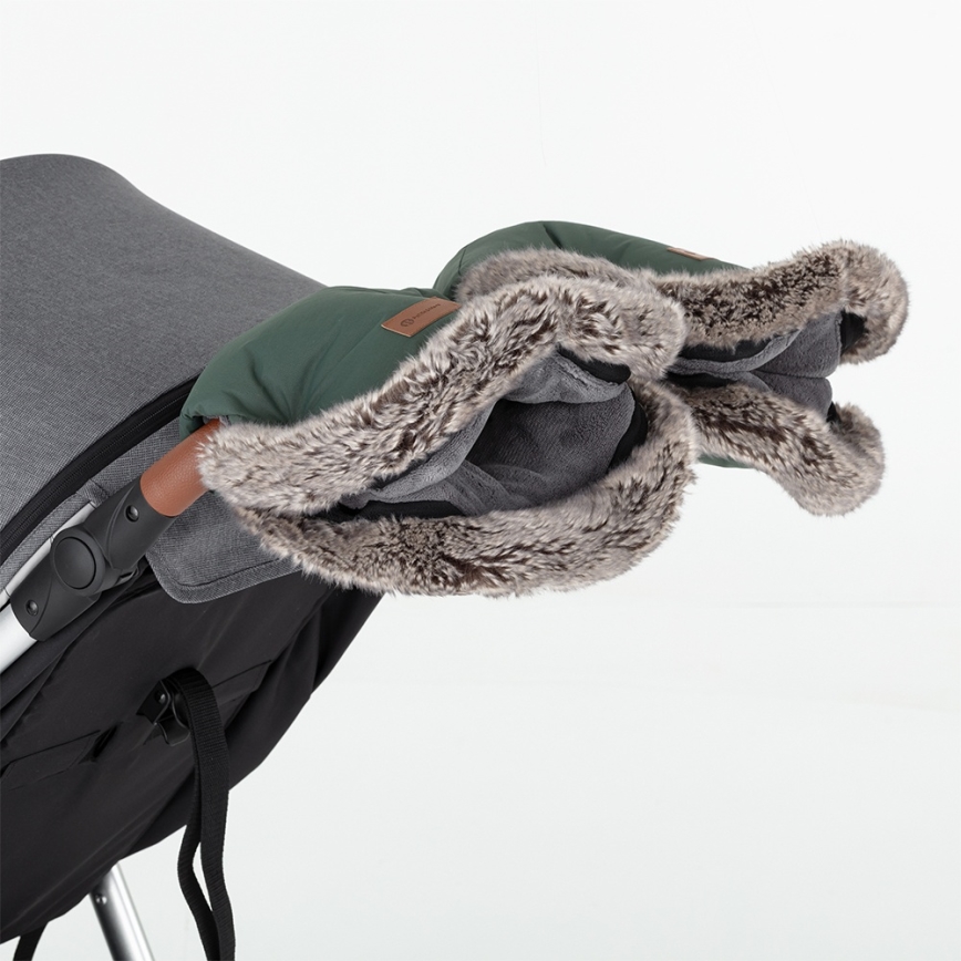 PETITE&MARS - 4-in-1 COMFY Baby Footmuff Set + FURRY Stroller Handmuffs Khaki