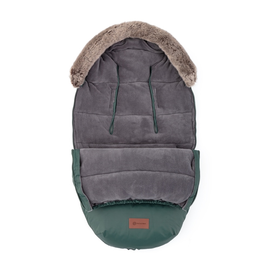 PETITE&MARS - 4-in-1 COMFY Baby Footmuff Set + FURRY Stroller Handmuffs Khaki