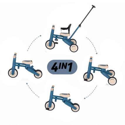 PETITE&MARS - 4-in-1 Kids' Tricycle DRIFT Ocean Blue
