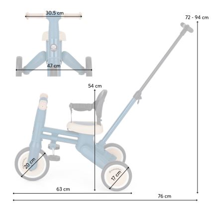 PETITE&MARS - 4-in-1 Kids' Tricycle DRIFT Ocean Blue