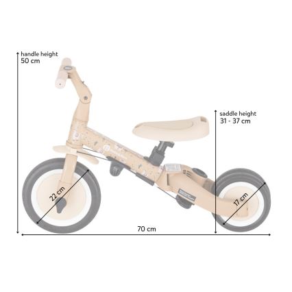 PETITE&MARS - 5-in-1 TURBO LIMITED Children's Tricycle, Pink Meadow