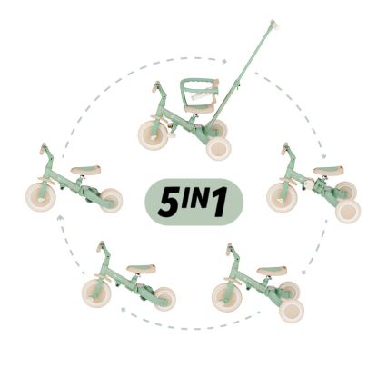 PETITE&MARS - 5-in-1 TURBO LIMITED Kids' Tricycle, Green Twist