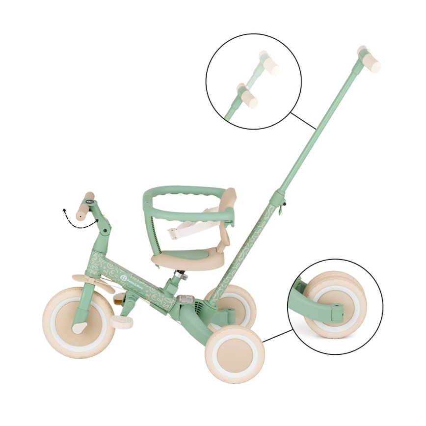 PETITE&MARS - 5-in-1 TURBO LIMITED Kids' Tricycle, Green Twist
