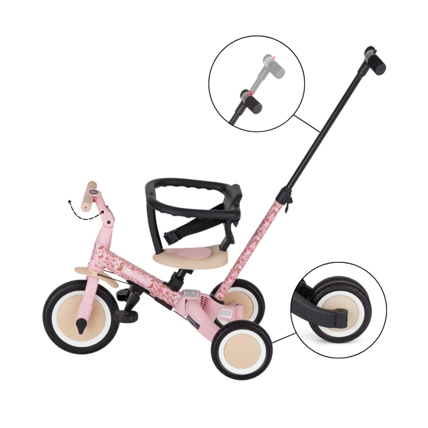 PETITE&MARS - 5-in-1 TURBO LIMITED Kids' Tricycle Rosy Wilderness