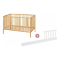 PETITE&MARS - Baby cot + safety rail NELA BEECH 120x60 cm beech