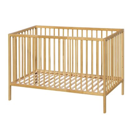 PETITE&MARS - Baby cot + safety rail NELA BEECH 120x60 cm beech