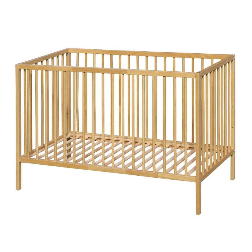 PETITE&MARS - Baby cot + safety rail NELA BEECH 120x60 cm beech