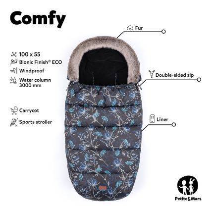 PETITE&MARS - Baby footmuff 4in1 COMFY Elegant Caramel/Beige brown