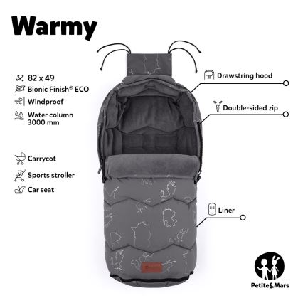 PETITE&MARS - Baby footmuff 4in1 WARMY black