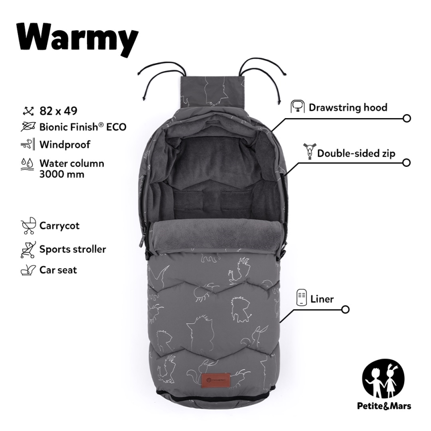PETITE&MARS - Baby footmuff 4in1 WARMY black