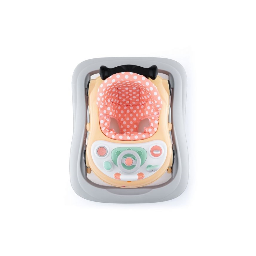 PETITE&MARS - Baby walker with a melody CABRIO orange