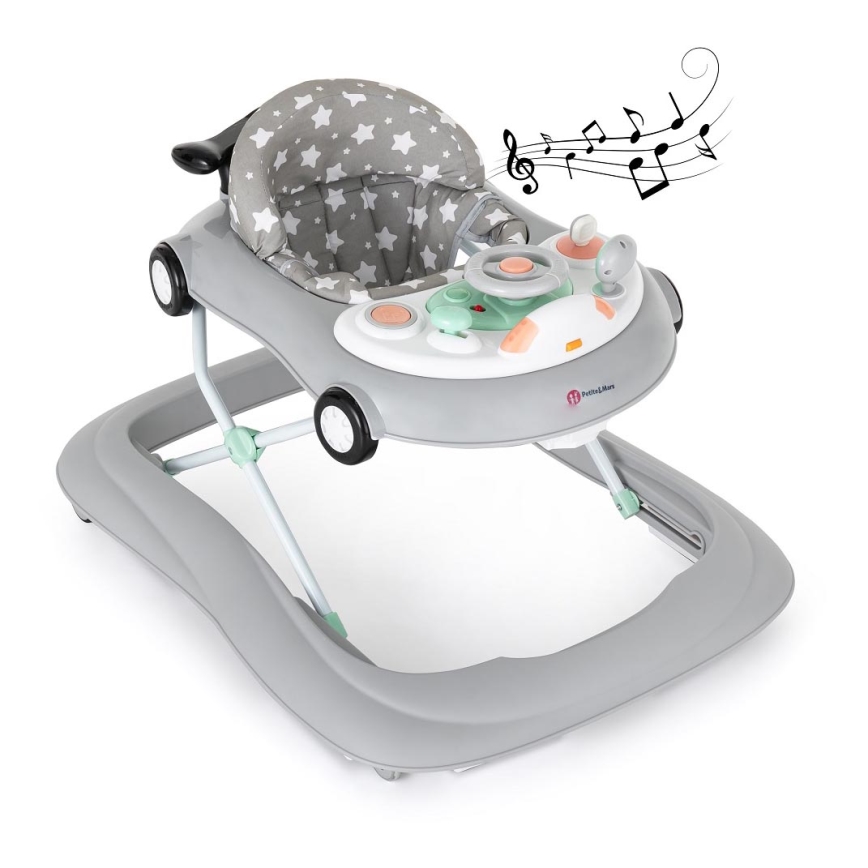 PETITE&MARS - Baby walker with melody CABRIO grey