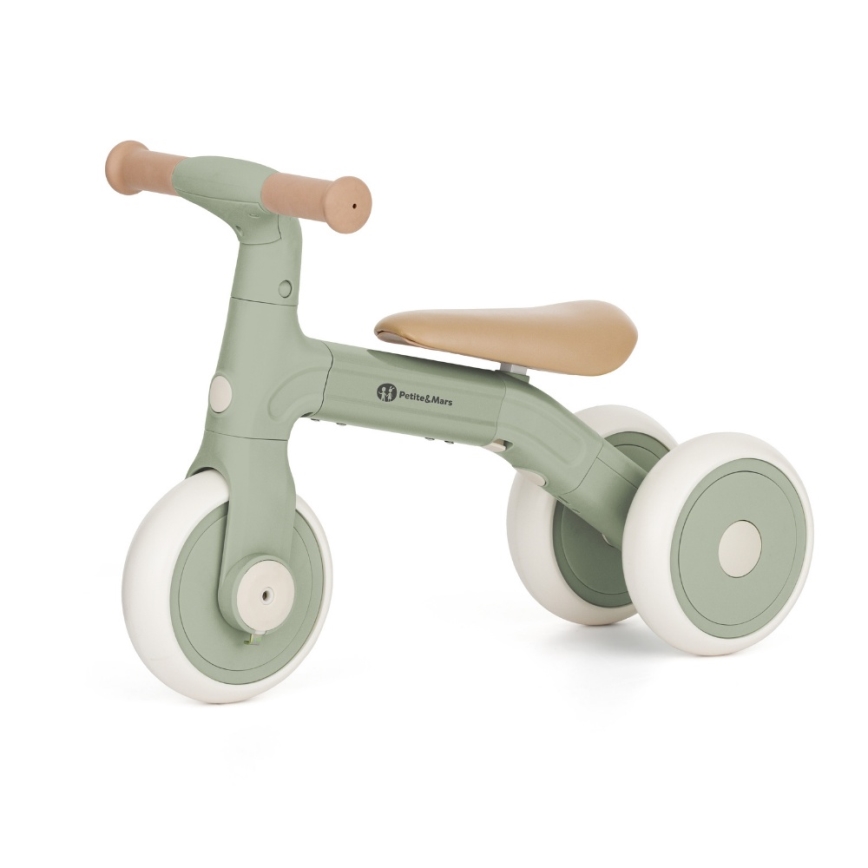 PETITE&MARS - BINGO 3-in-1 Kids' Balance Bike, Sage Leaf
