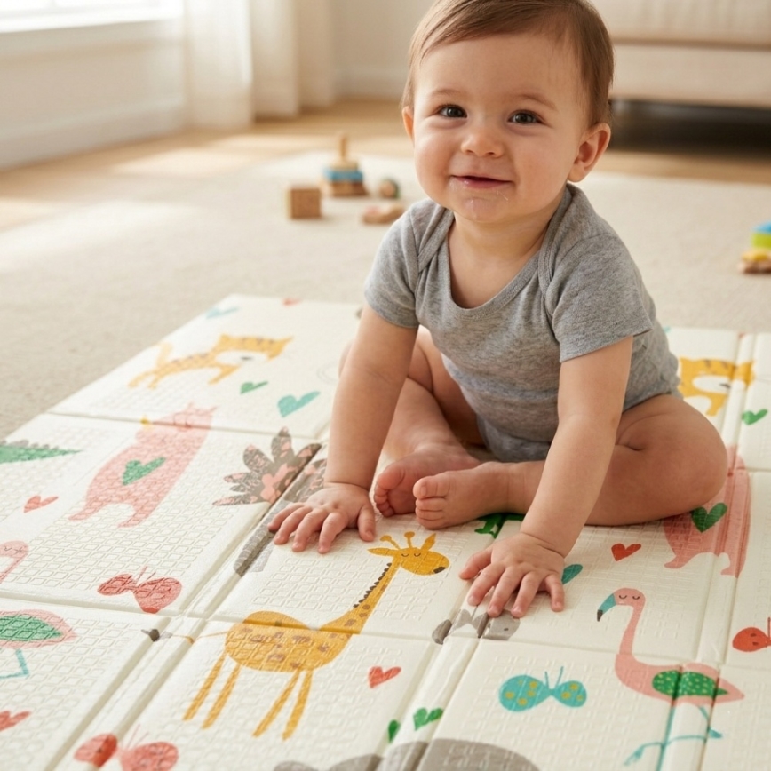 PETITE&MARS - CAMPY Foldable Play Mat Animals&Hexagon