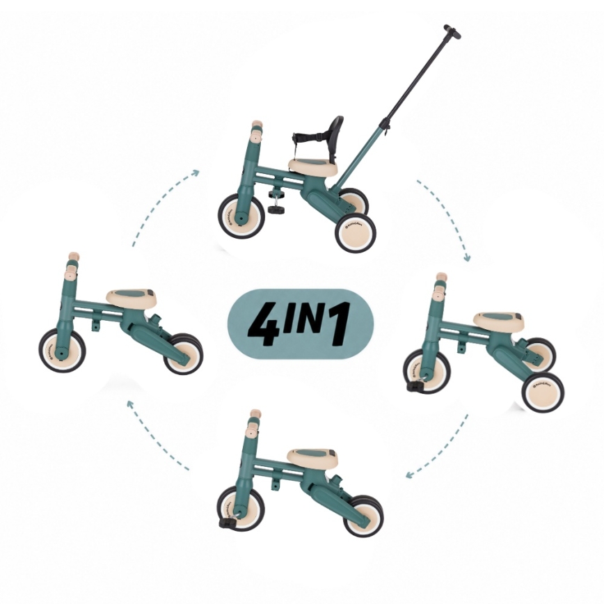 PETITE&MARS - Children's 4-in-1 Tricycle DRIFT Misty Green