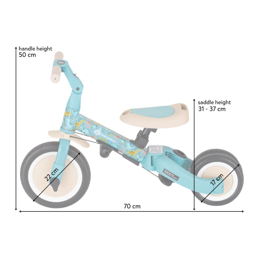 PETITE&MARS - Children's 5-in-1 Tricycle TURBO LIMITED Dino Park