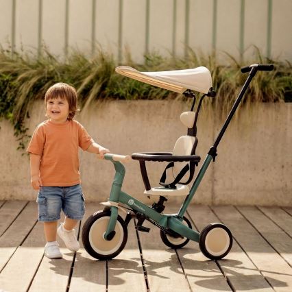 PETITE&MARS - Children's 5-in-1 Tricycle TURBO PLUS Misty Green