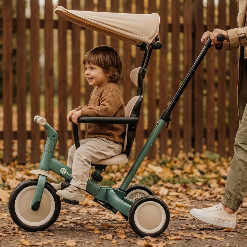 PETITE&MARS - Children's 5-in-1 Tricycle TURBO PLUS Misty Green