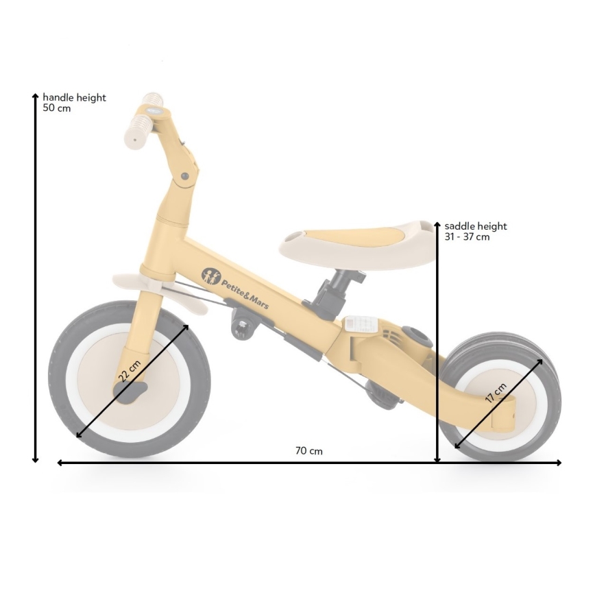 PETITE&MARS - Children's tricycle 5in1 TURBO Desert Sand