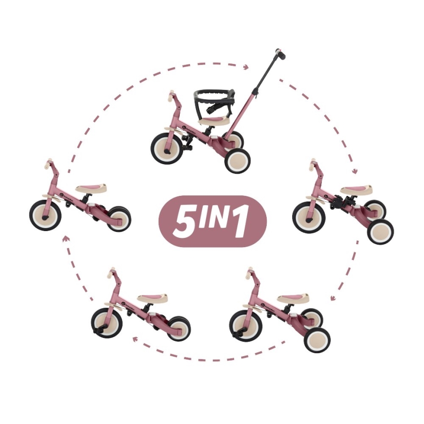 PETITE&MARS - Children's tricycle 5in1 TURBO Dusty Rose