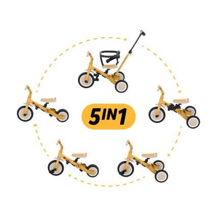 PETITE&MARS - Children's tricycle 5in1 TURBO Intense Ochre