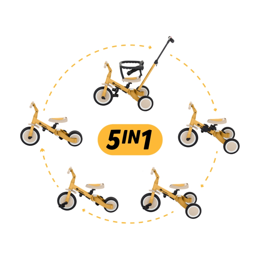 PETITE&MARS - Children's tricycle 5in1 TURBO Intense Ochre