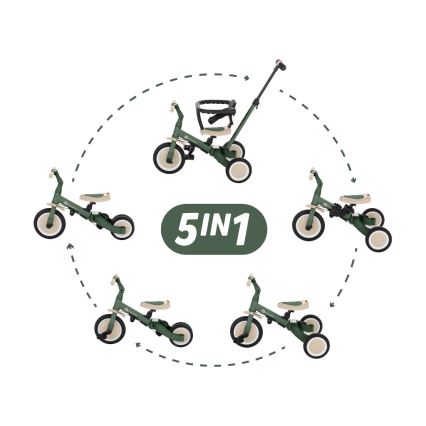 PETITE&MARS - Children's tricycle 5in1 TURBO Misty Green