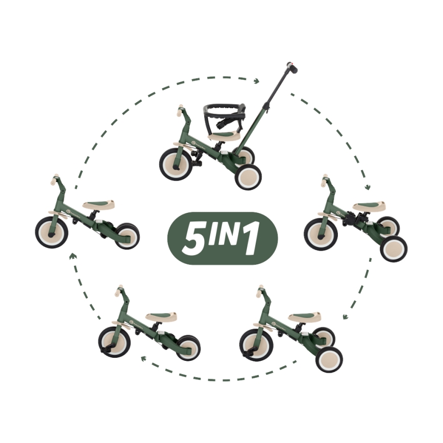 PETITE&MARS - Children's tricycle 5in1 TURBO Misty Green