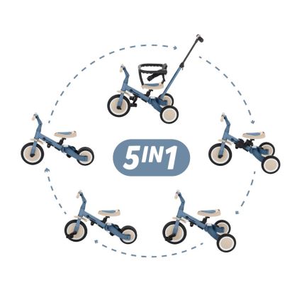 PETITE&MARS - Children's tricycle 5in1 TURBO Ocean Blue