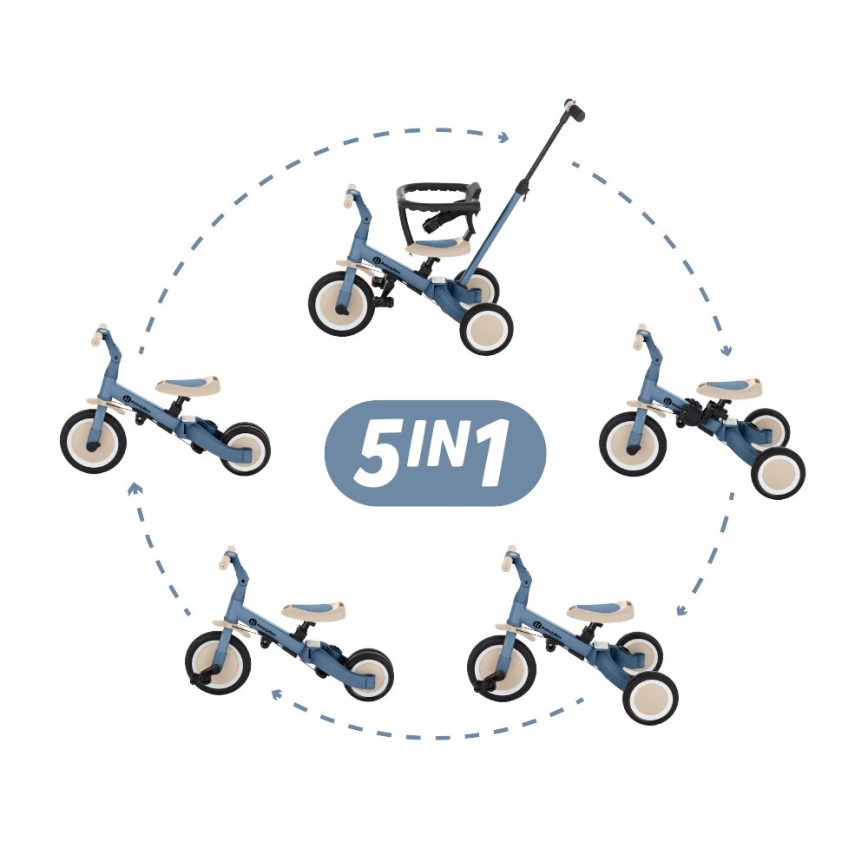 PETITE&MARS - Children's tricycle 5in1 TURBO Ocean Blue