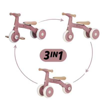 PETITE&MARS - Kids' 3-in-1 Tricycle BINGO Dusty Rose