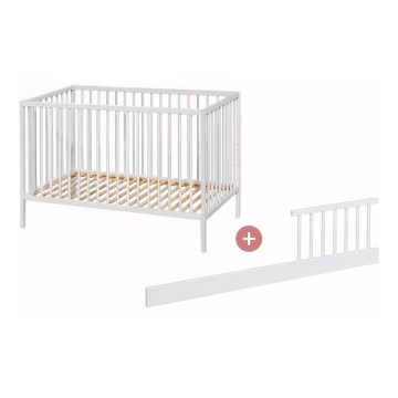 PETITE&MARS - NELA BEECH baby crib with safety rail 120x60 cm white/beech