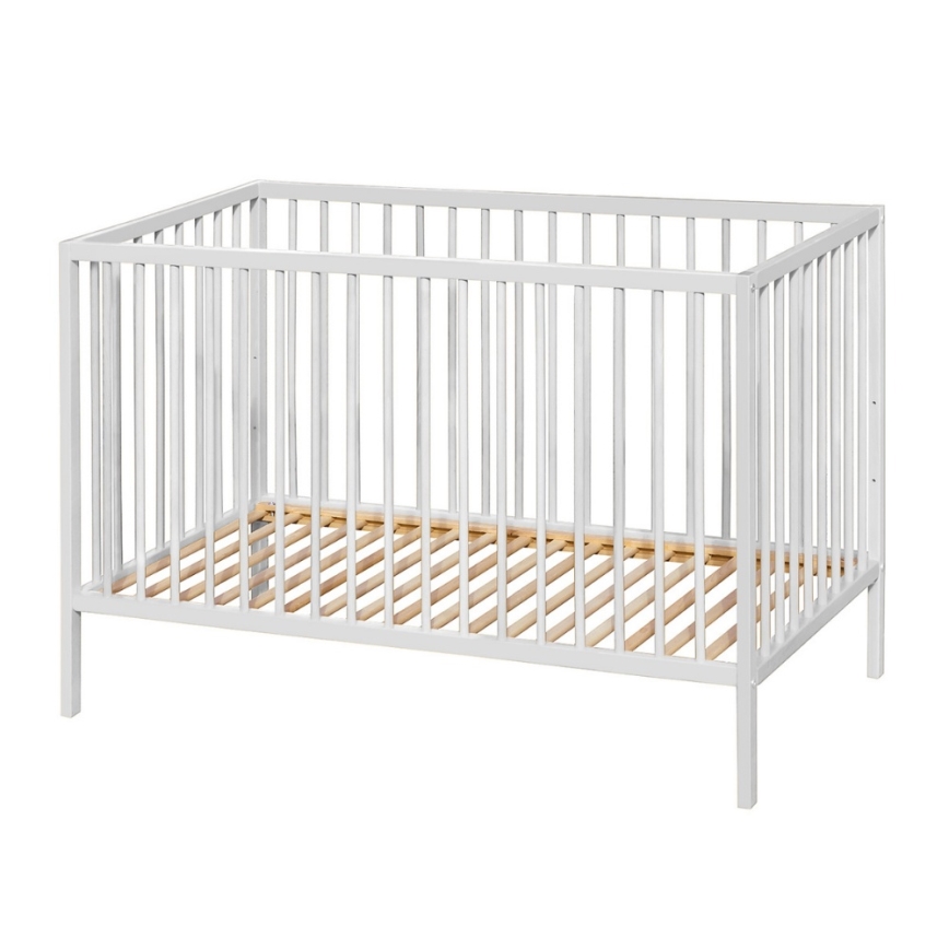 PETITE&MARS - NELA BEECH baby crib with safety rail 120x60 cm white/beech